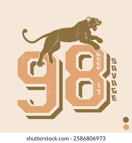 Retro jersey design with numbers and leopard illustration