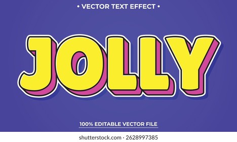 Retro Jolly 3d editable text effect Bright color font style, 90s effect