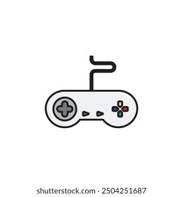 Retro joy stick controller game console, flat icon vector illustration isolated on white background. 