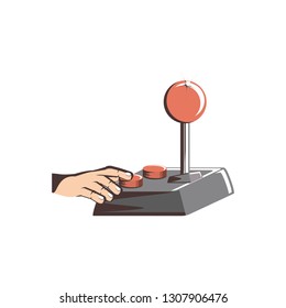 retro joypad video game with hand