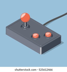 Retro joystick gamepad icon. Video game controller symbol. Isometric vector illustration