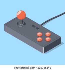 Retro joystick gamepad icon. Video game controller symbol. Isometric vector illustration