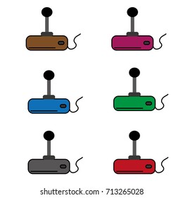 retro joystick icon set in different colors