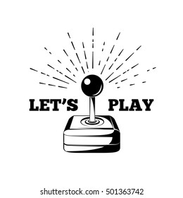 Retro joystick. Let s Play. Arcade Room. vector illustration