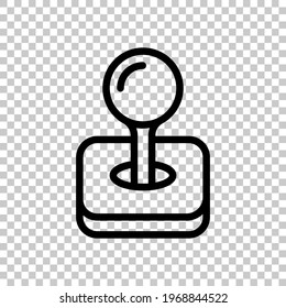 Retro joystick of old video games, simple icon. Black editable linear symbol on transparent background
