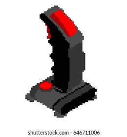 Retro Joystick pixel art. Old Gamepad pixel steering wheel for video isometry game. vintage  Game controller 8 bit
