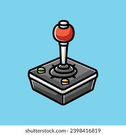 Retro Joystick Vector Cartoon Illustration. Gaming Icon Concept Isolated Premium Vector. Flat Cartoon Concept for Gamers. Cute Doodle Cartoon Illustration Style. Suitable for any Project