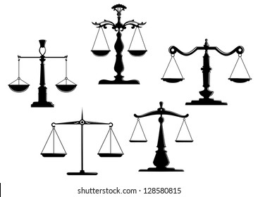 Retro justice scales set isolated on white background. Jpeg version also available in gallery