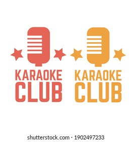 Retro karaoke club label. Karaoke microphone logo