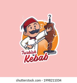 Retro Kebab Chef Mascot Logo