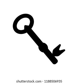 Retro key icon. Flat style isolated on white background. Key page symbol. Sign for web site. Vintage key logo, app, Ul. Vector illustration.
