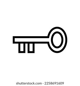 Retro key icon line isolated on white background. Black flat thin icon on modern outline style. Linear symbol and editable stroke. Simple and pixel perfect stroke vector illustration