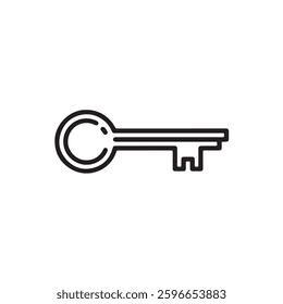 Retro key icon line isolated on white background. Linear symbol and editable stroke. Simple and pixel perfect stroke vector illustration