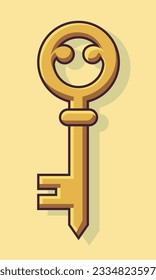 Retro key. Key vector icon. Clipart isolated on white background.