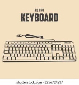 Retro Keyboard Vector Stock Illustration