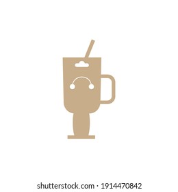 Retro keyring display coffee mug card. Keychain emblem isolated. Crafting vector design