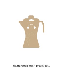 Retro keyring display coffee teapot card. Keychain emblem isolated