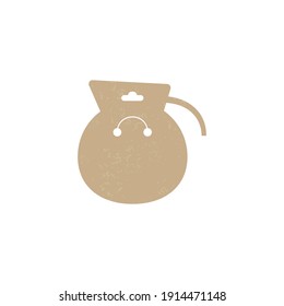 Retro keyring display coffee teapot card. Keychain emblem isolated. Crafting vector design