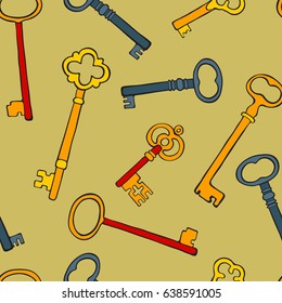 Retro keys colorful seamless pattern. vector illustration.