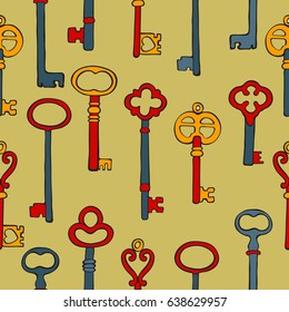 Retro keys colorful seamless pattern