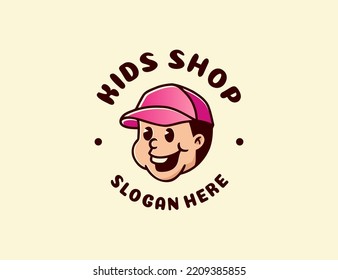 Concepto de logo de mascota para niños retro 