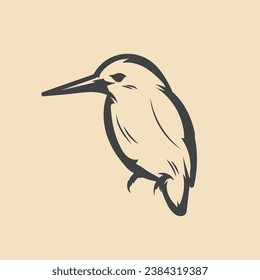 Retro kingfisher Bird vector Stock Ilustración