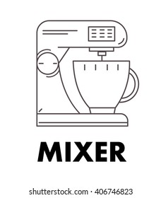 Retro kitchen planetary mixer icon, line style