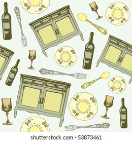 Retro Kitchen seamless background