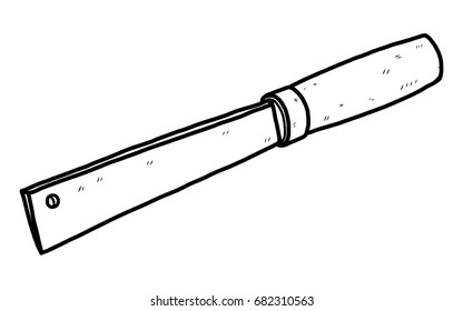 retro knife / cartoon vector and illustration, black and white, hand drawn, sketch style, isolated on white background.