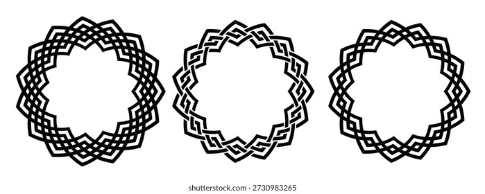 Retro Knoten Kreis Rahmen Set Vintage keltische runde Grenze 
