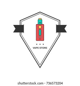 retro label badge color theme electric cigarette mod - vaporizer vector art