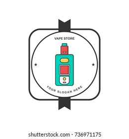 retro label badge color theme electric cigarette mod - vaporizer vector art