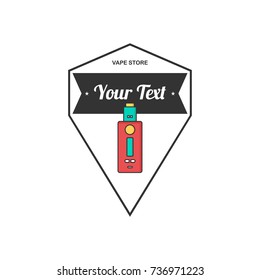 retro label badge color theme electric cigarette mod - vaporizer vector art