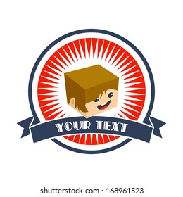 retro label badge isometric cartoon