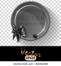 Retro Label with bow and shadow on transparent background. Glass Frame. Vector illustration.