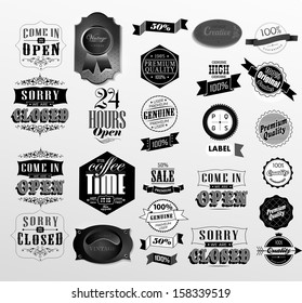 Retro  label collection/ different style label, stamp, ribbon/ Premium Quality Guarantee vintage styled signs set
