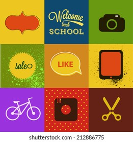 retro label with hipster phrase elements vector