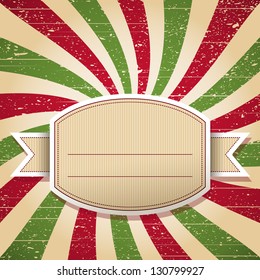 Retro Label on Grunge Sun-rays Background