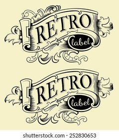 Retro label ribbon banner ornament vector illustration 