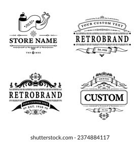 Retro label set in black colour