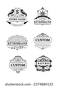 Retro label set in black colour