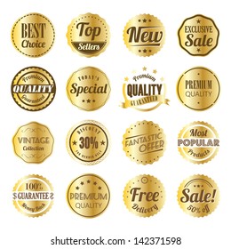 Retro label set with gold texture.