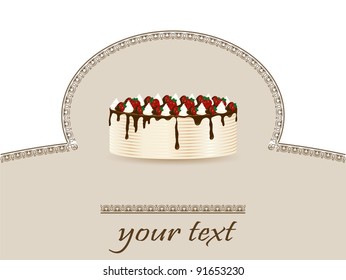 Retro label with strawberries cake