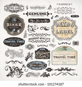 retro label style collection | vintage page elements set