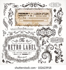 retro label style collection | vintage page elements set