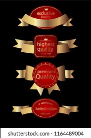 Retro labels and badges golden collection. Vector illustration esp10.