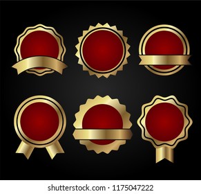 Retro labels and badges golden vector collection. Vector illustration eps10