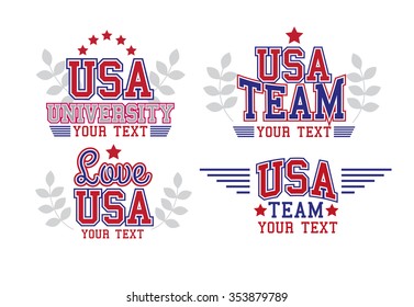 Retro Labels College Style USA Set