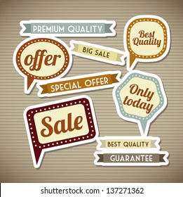 retro labels over brown background. vector illustration