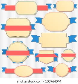 Retro labels with ribbons, vector eps10 illustration
